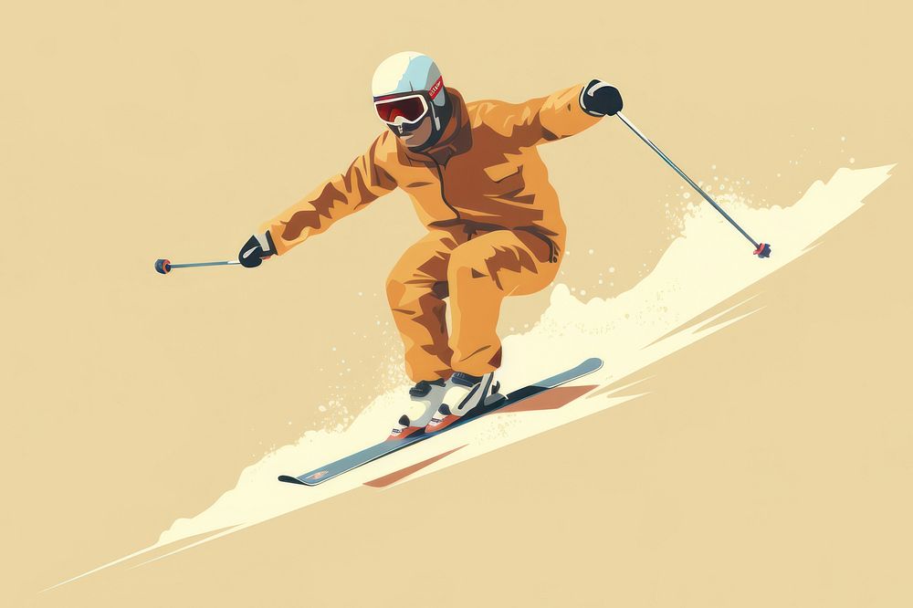 Man Skiing Jumping skier skiing recreation outdoors. AI generated Image by rawpixel.