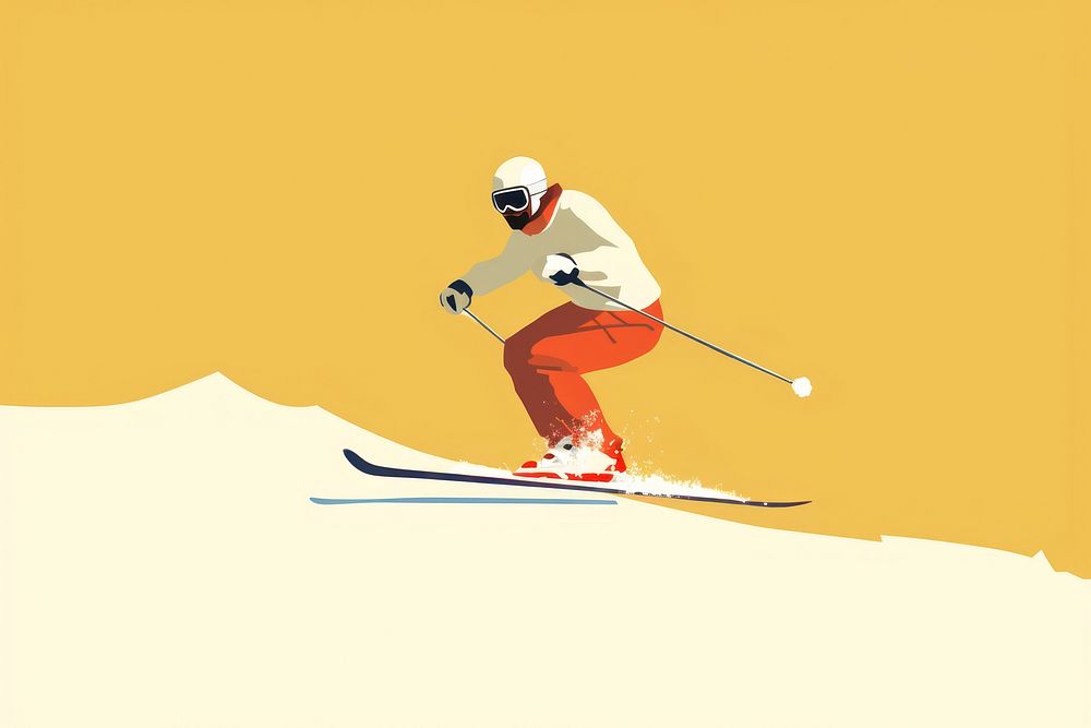 Man Skiing Jumping skier skiing recreation sports. 