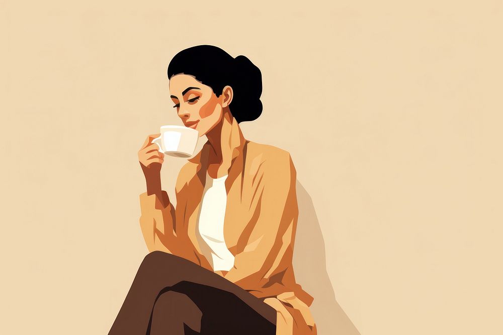 Woman drinking coffee adult cup mug. AI generated Image by rawpixel.