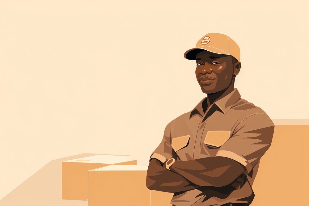 African american logistics worker adult protection cardboard. AI generated Image by rawpixel.