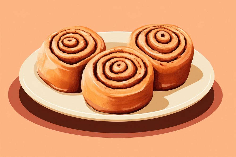 Cinnamon rolls dessert spiral plate. AI generated Image by rawpixel.
