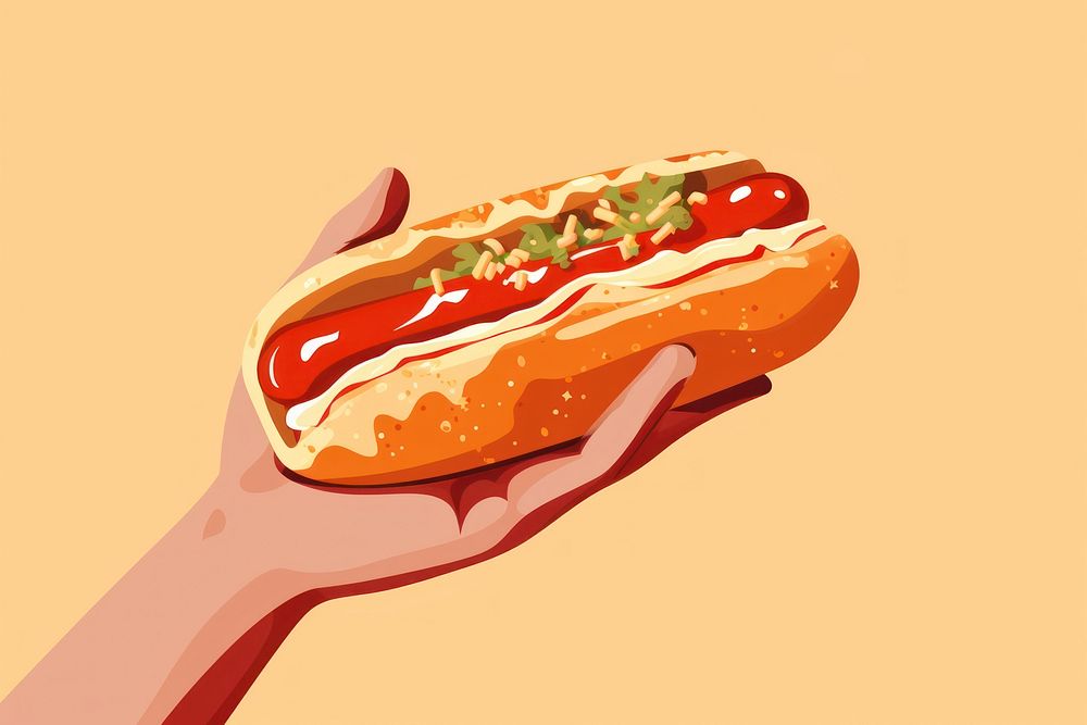 Hot dog ketchup holding food hand. 