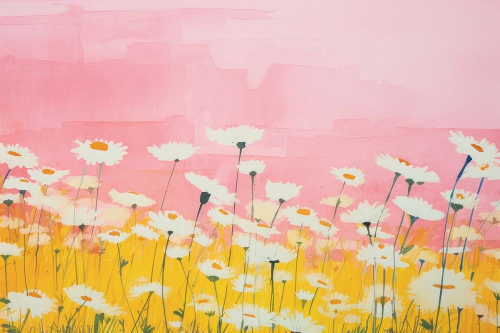 Flower daisy field art painting outdoors