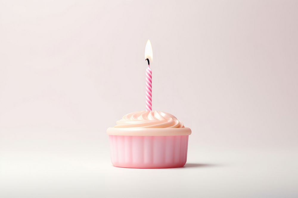 Birthday candle cake cupcake dessert. AI generated Image by rawpixel.