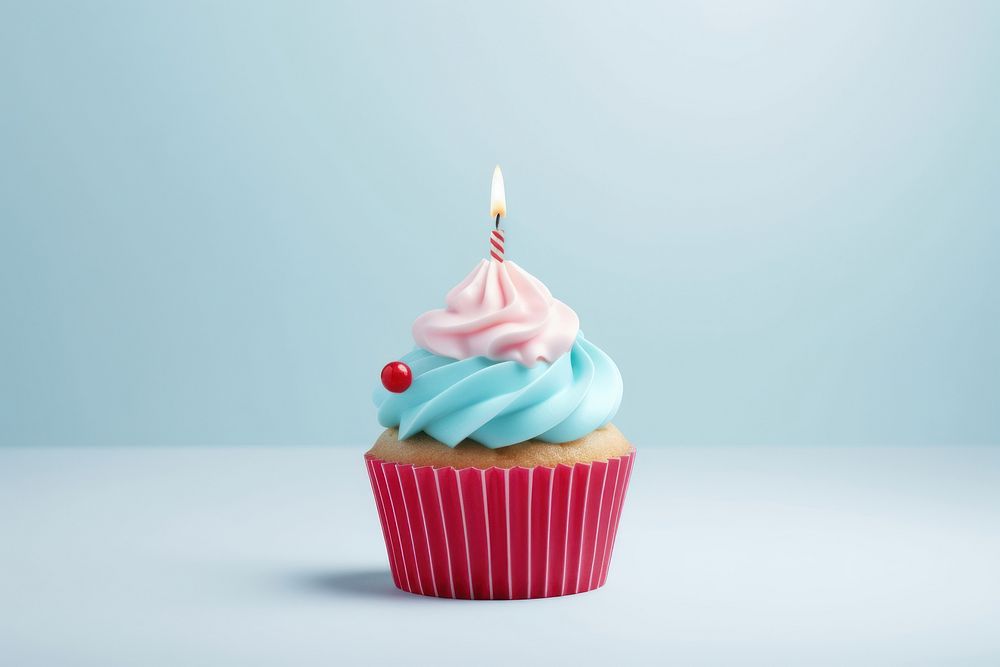 Birthday candle cupcake dessert icing. AI generated Image by rawpixel.