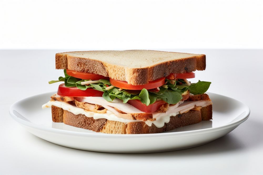 Turkey sandwich bread lunch plate. AI generated Image by rawpixel.