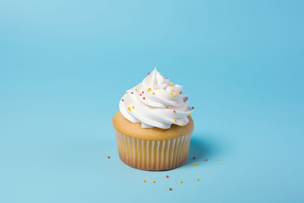 Birthday cupcake birthday dessert cream. AI generated Image by rawpixel.