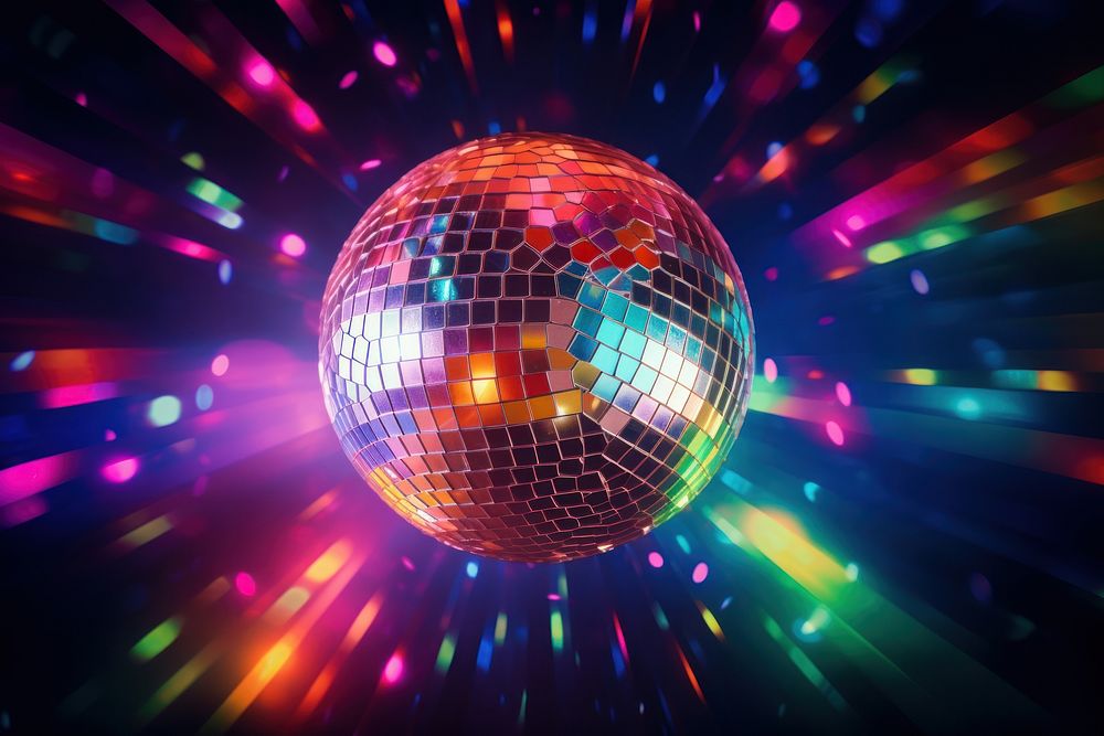 Colorful disco mirror ball nightclub sphere light