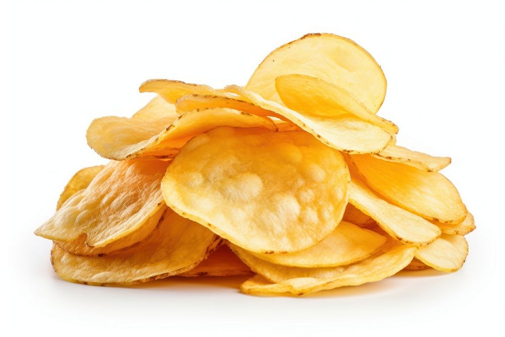 Potato chips food white background freshness. AI generated Image by rawpixel.