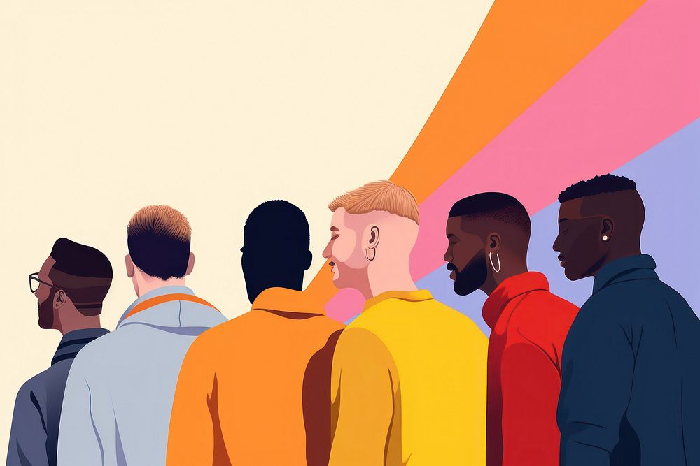 Diverse lgbtq men adult togetherness conversation. AI generated Image by rawpixel.