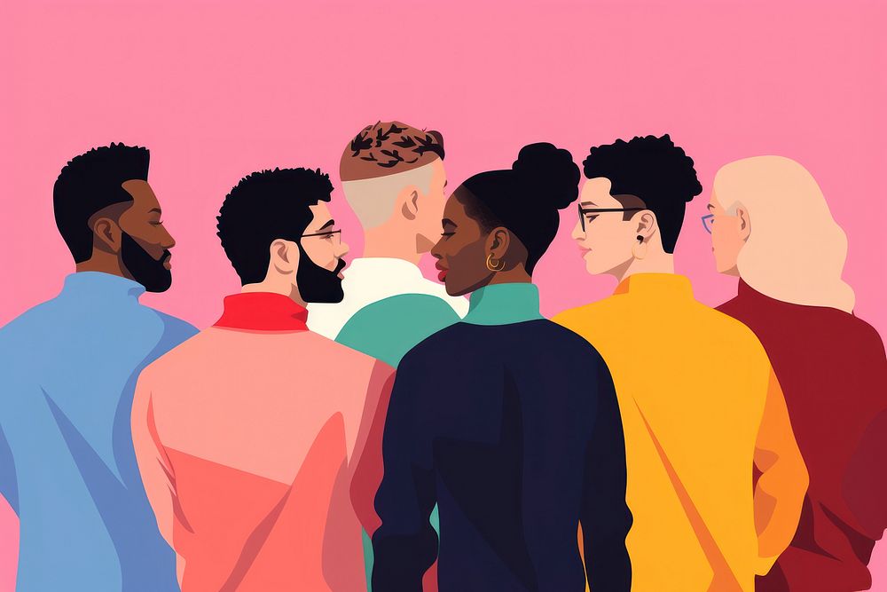 Diverse lgbtq men adult togetherness illustrated. AI generated Image by rawpixel.