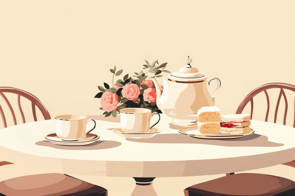 English afternoon tea table food furniture. AI generated Image by rawpixel.