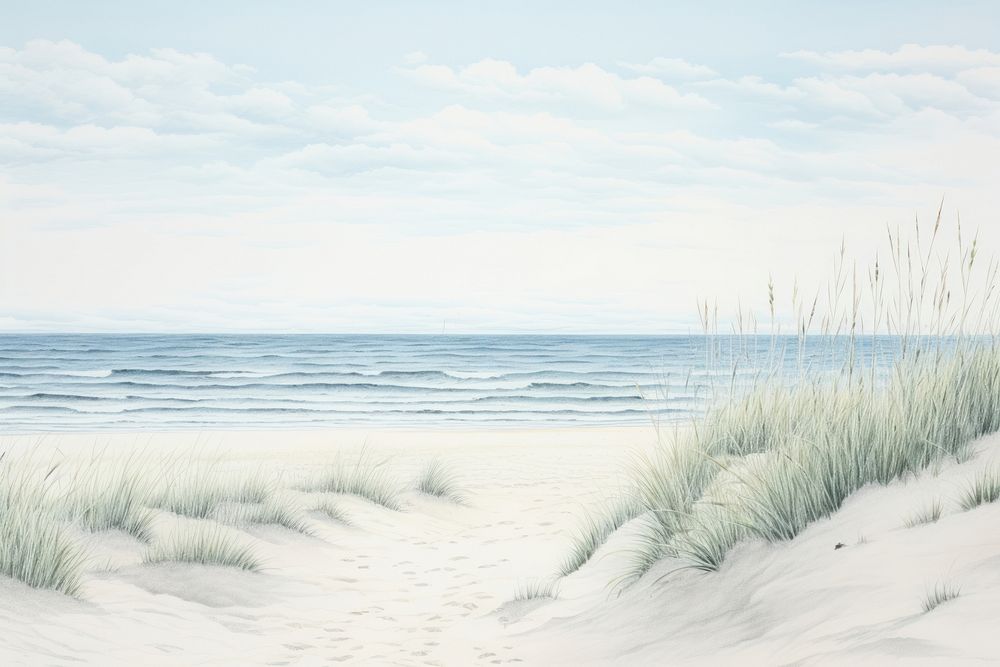 Beach landscape outdoors horizon. AI generated Image by rawpixel.