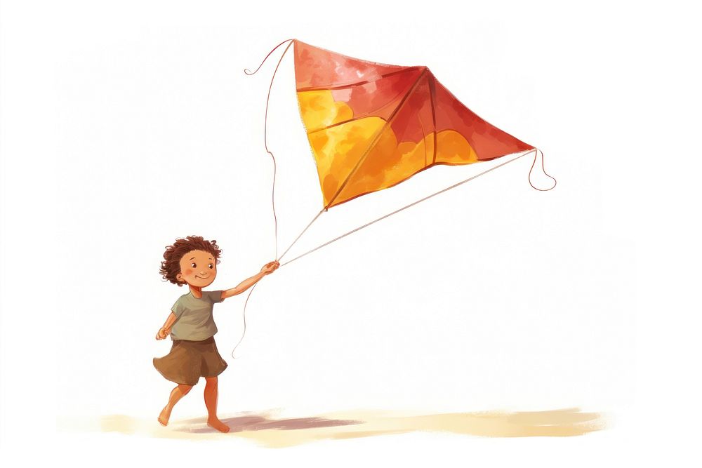 Flying kite child toy white background. AI generated Image by rawpixel.