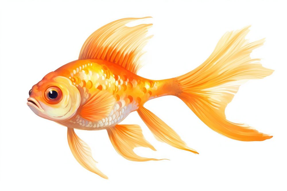 Gloden fish goldfish animal white background. AI generated Image by rawpixel.