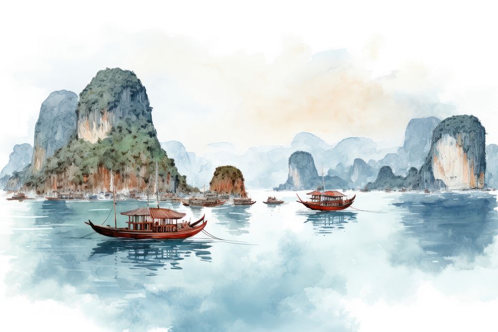 Ha long bay outdoors vehicle nature. AI generated Image by rawpixel.