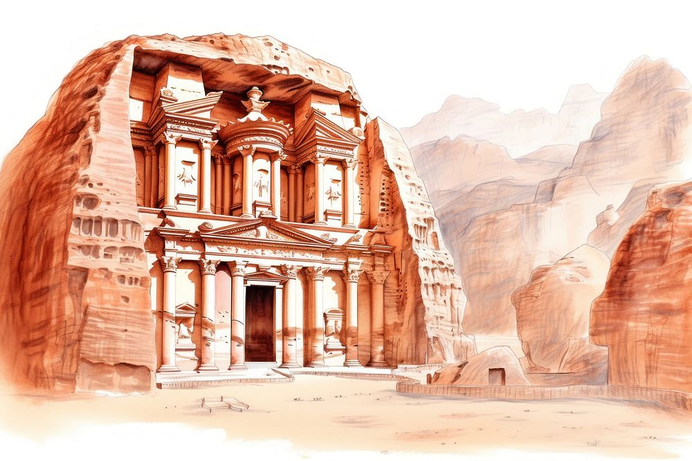 Petra architecture archaeology creativity. AI generated Image by rawpixel.