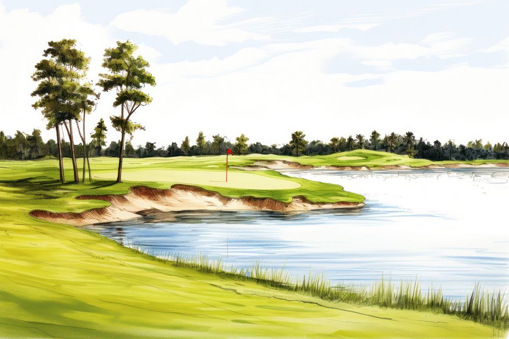 Scenic golf course outdoors nature sports. AI generated Image by rawpixel.