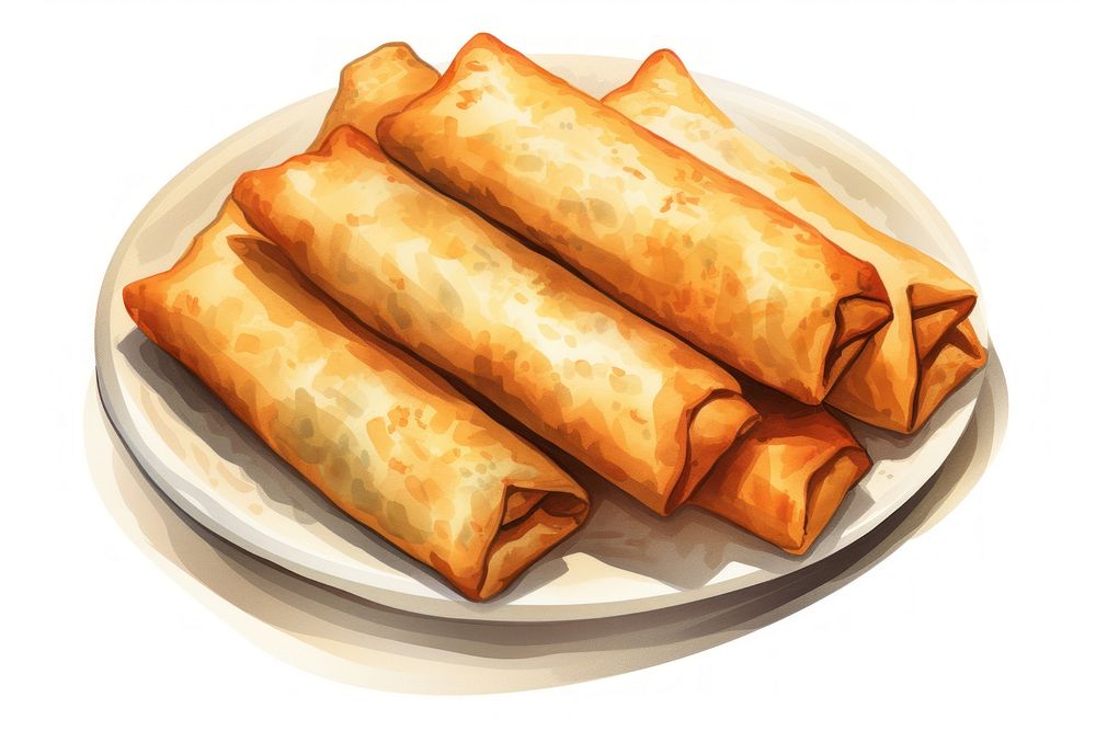 Spring rolls dessert plate food. AI generated Image by rawpixel.