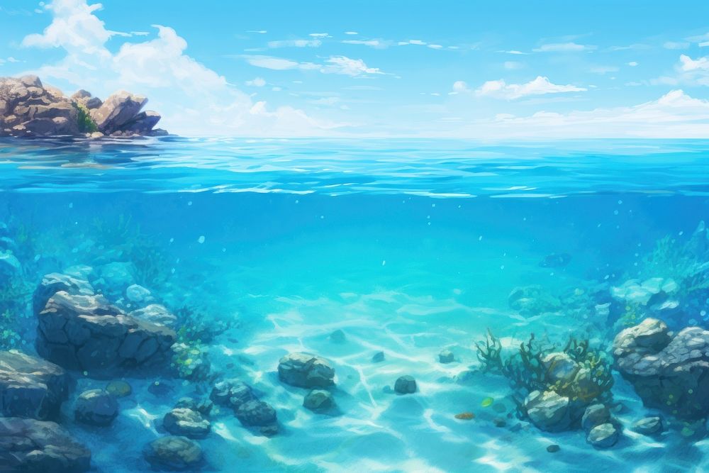Tropical blue ocean underwater backgrounds outdoors. AI generated Image by rawpixel.