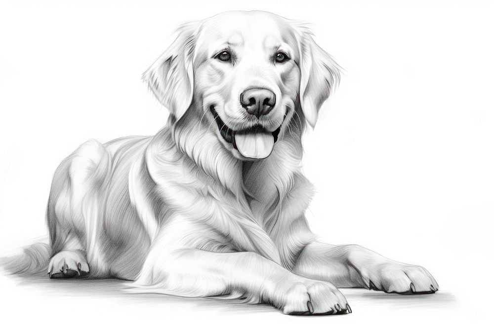 Drawing sketch dog retriever. AI generated Image by rawpixel.
