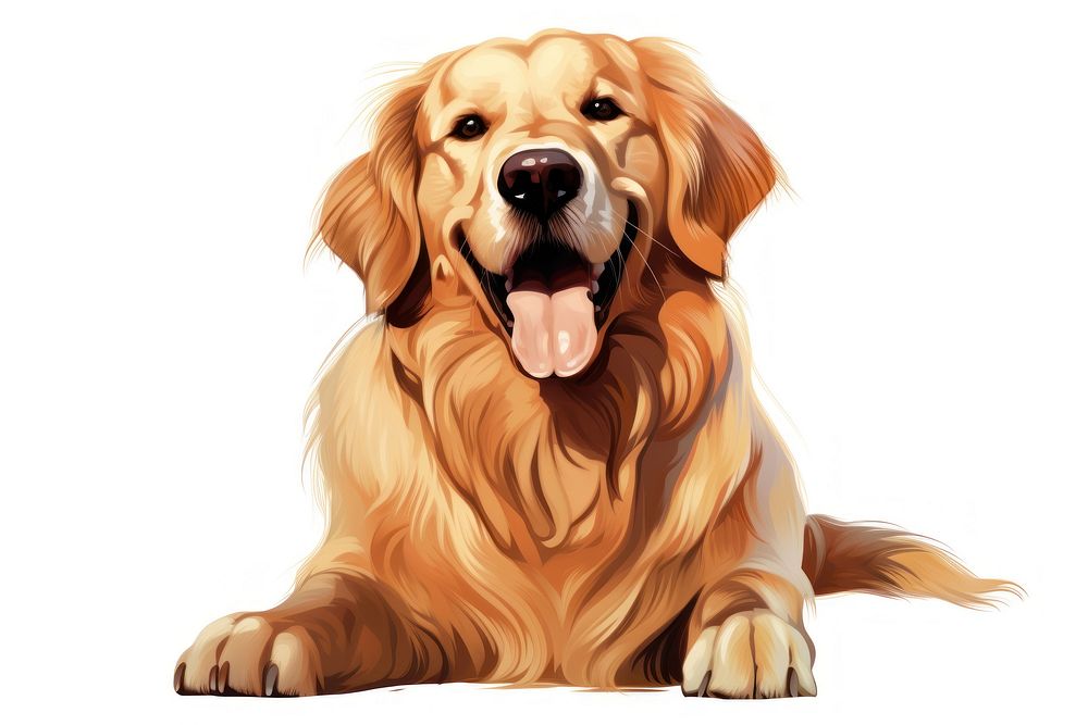 Happy Golden Retriever Dog pet dog retriever. AI generated Image by rawpixel.