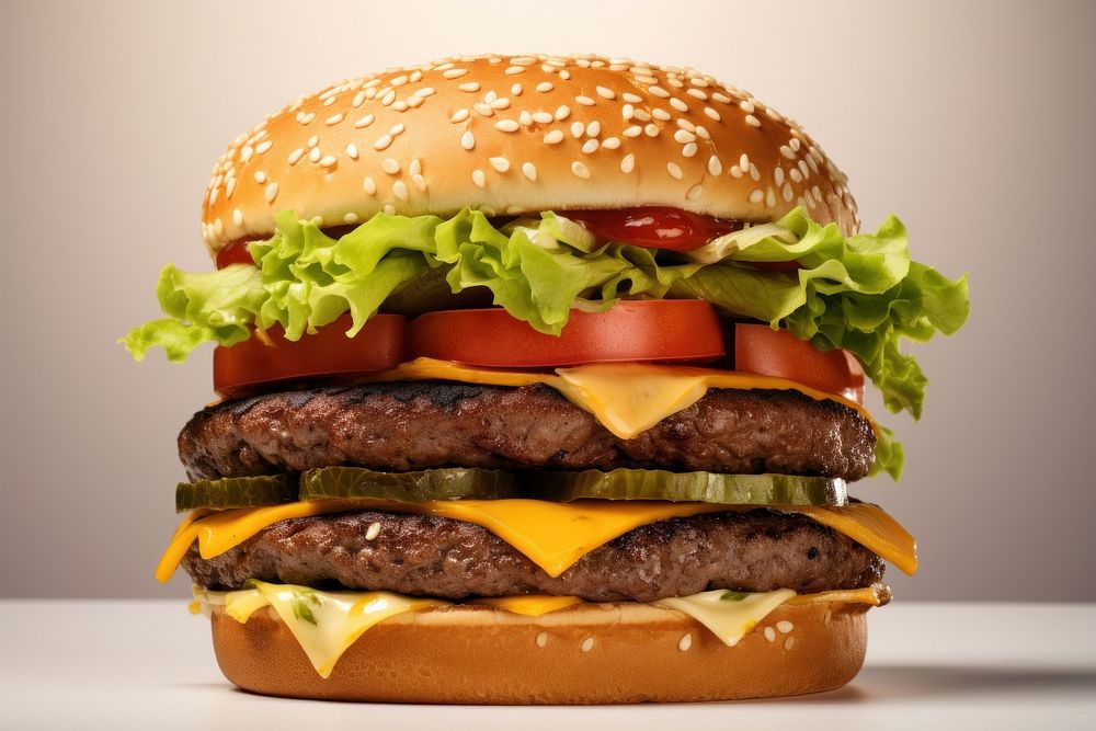 Big burger food hamburger condiment. AI generated Image by rawpixel.