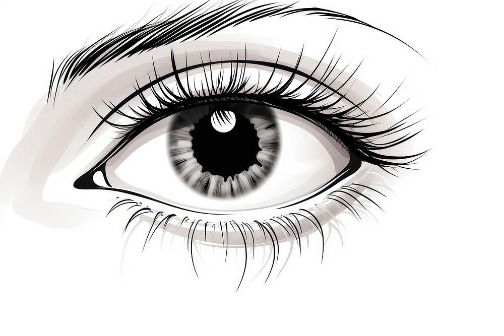 Drawing eyelash sketch white. AI generated Image by rawpixel.