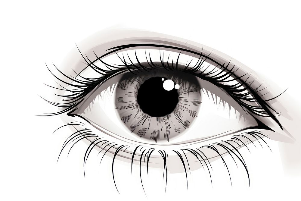 Drawing eyelash sketch white background. AI generated Image by rawpixel.