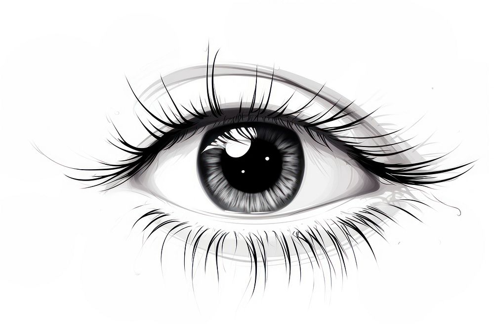 Drawing eyelash sketch white background. AI generated Image by rawpixel.
