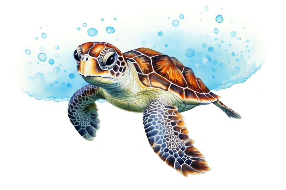 Baby sea turtle swimming reptile cartoon. AI generated Image by rawpixel.