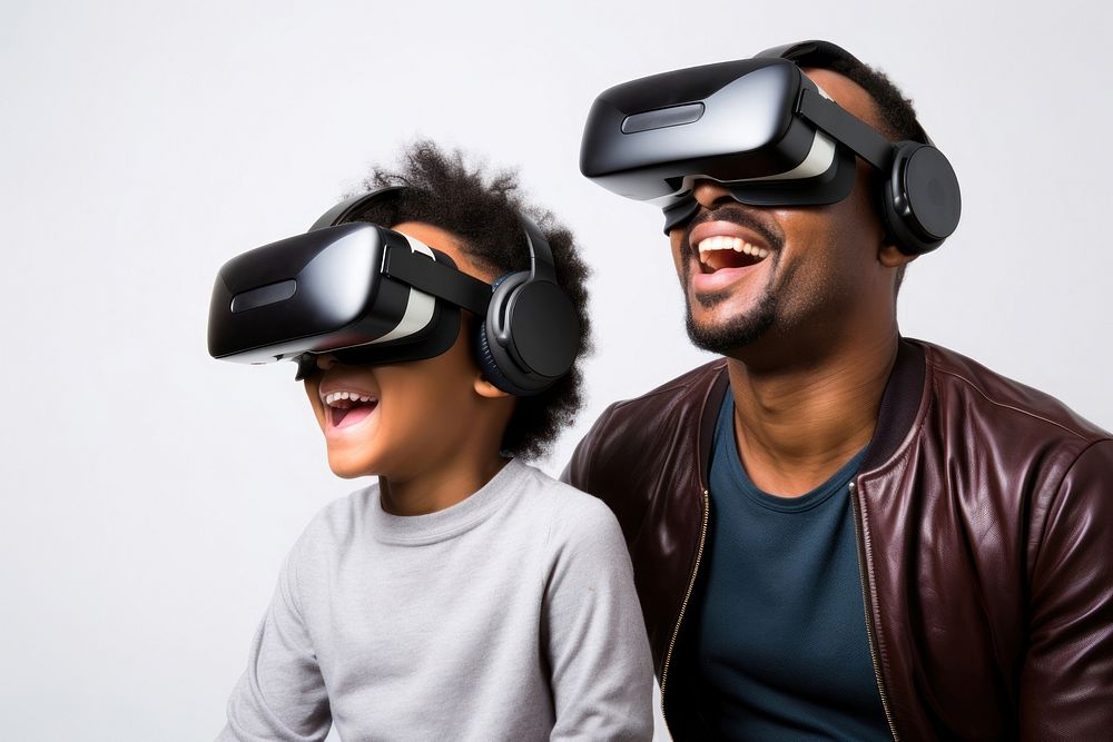 Virtual reality headset technology photo togetherness. AI generated Image by rawpixel.