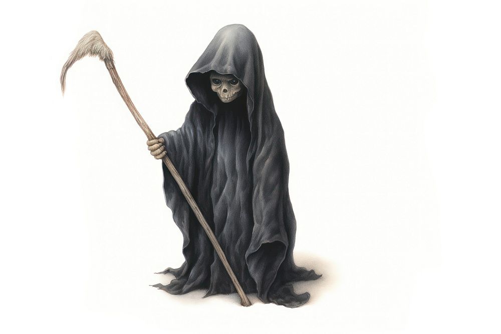 Grim reaper adult white background representation. AI generated Image by rawpixel.