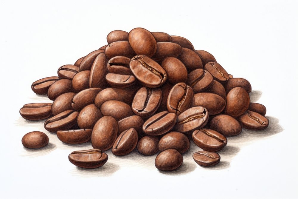 Coffee bean pile white background coffee beans freshness. AI generated Image by rawpixel.