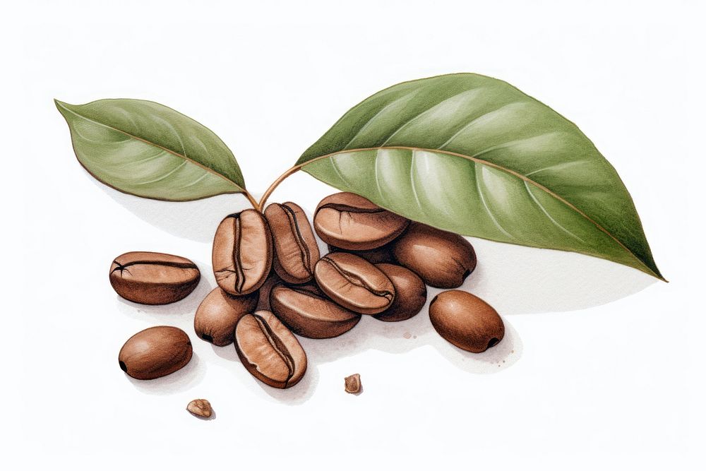 Coffee bean plant white background coffee beans. AI generated Image by rawpixel.
