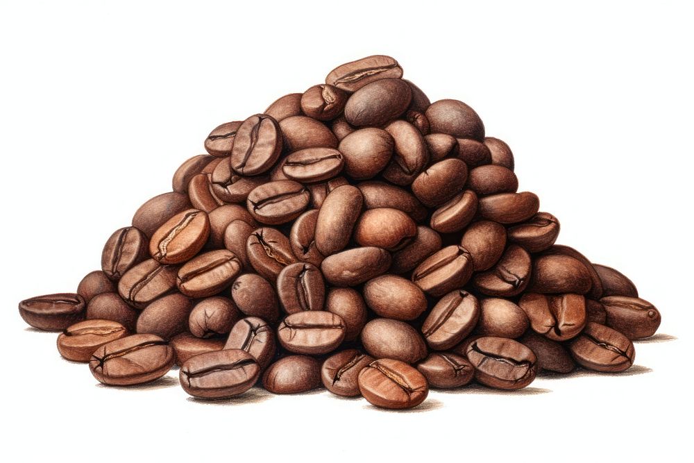Coffee bean pile white background coffee beans medication. AI generated Image by rawpixel.