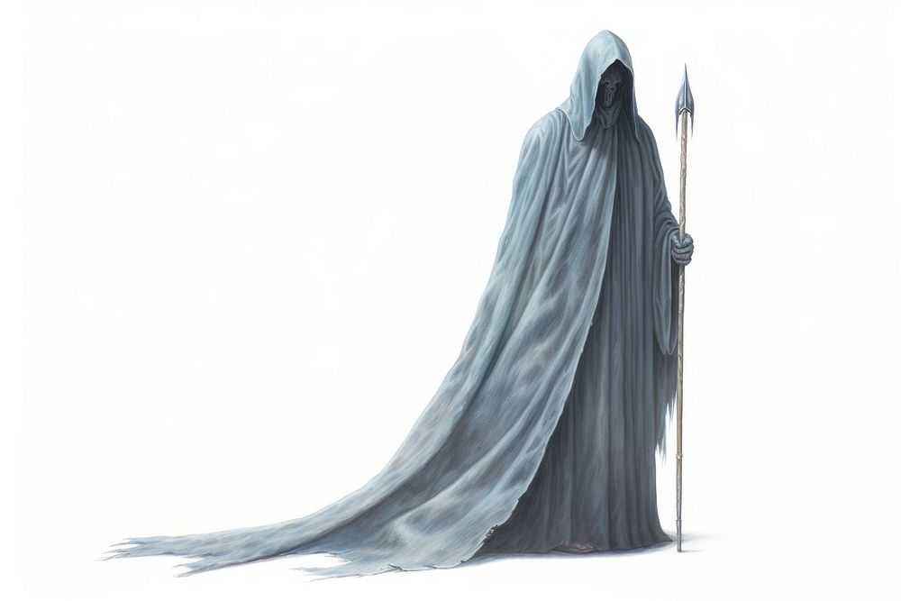 Grim reaper drawing adult white background. AI generated Image by rawpixel.