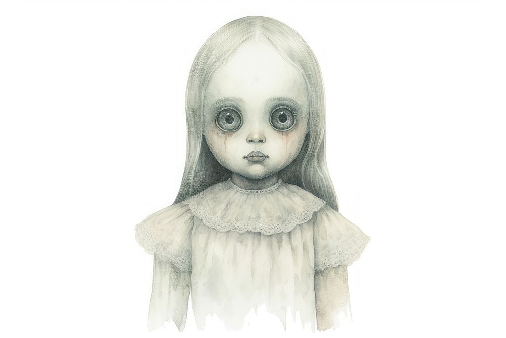 Haunted doll drawing portrait sketch. | Free Photo Illustration - rawpixel