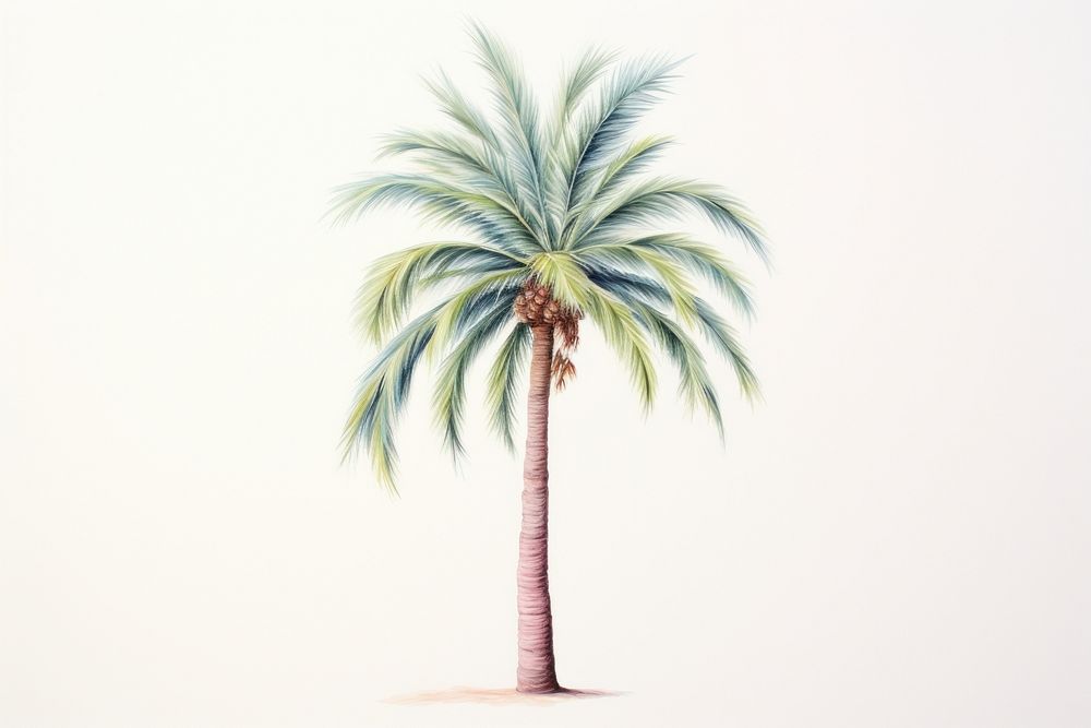 Palm tree drawing plant tranquility. AI generated Image by rawpixel.