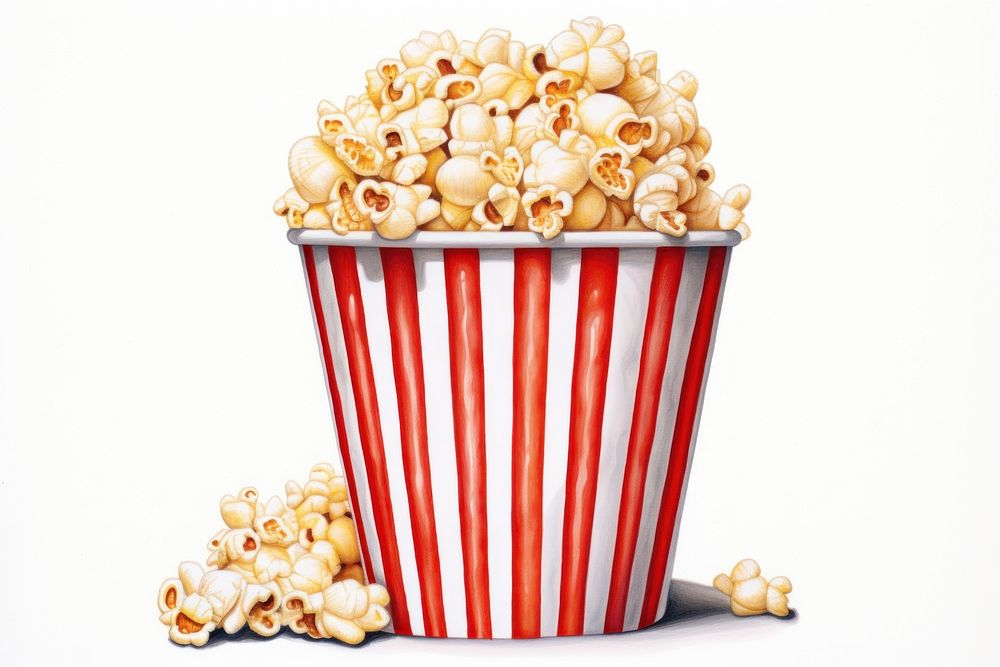 Popcorn striped bucket snack food red. AI generated Image by rawpixel.