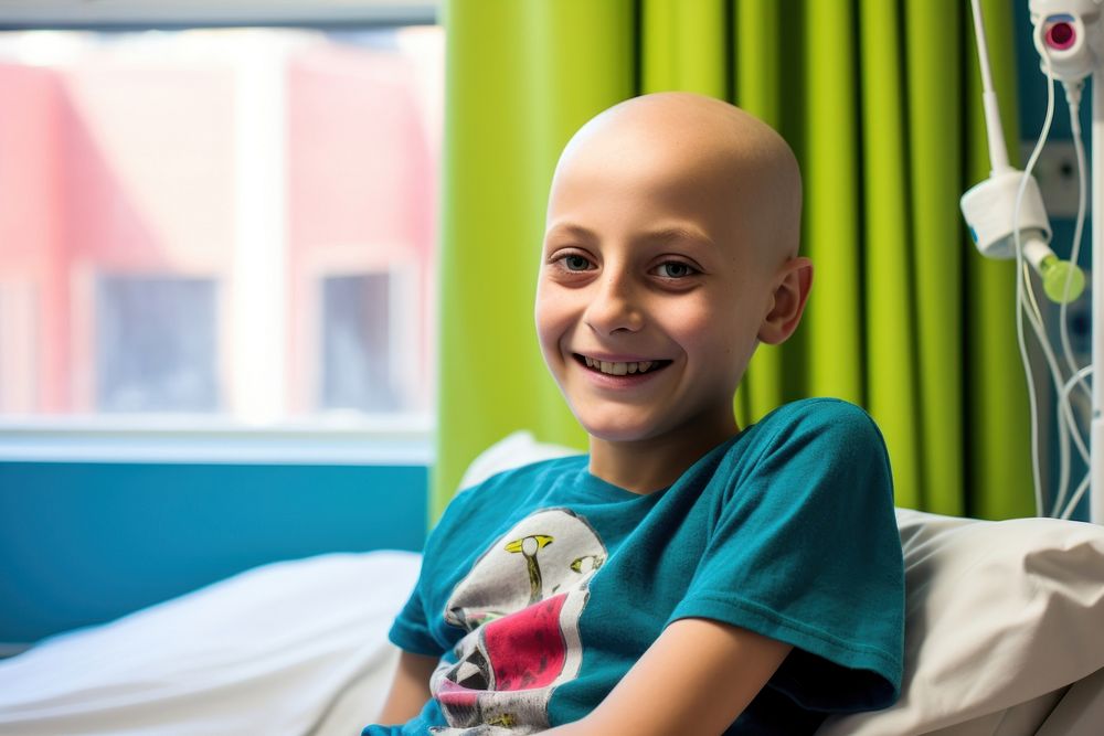 Cancer patient portrait hospital smiling. AI generated Image by rawpixel.