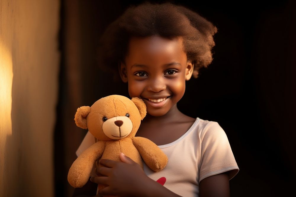African young girl portrait smiling holding. AI generated Image by rawpixel.