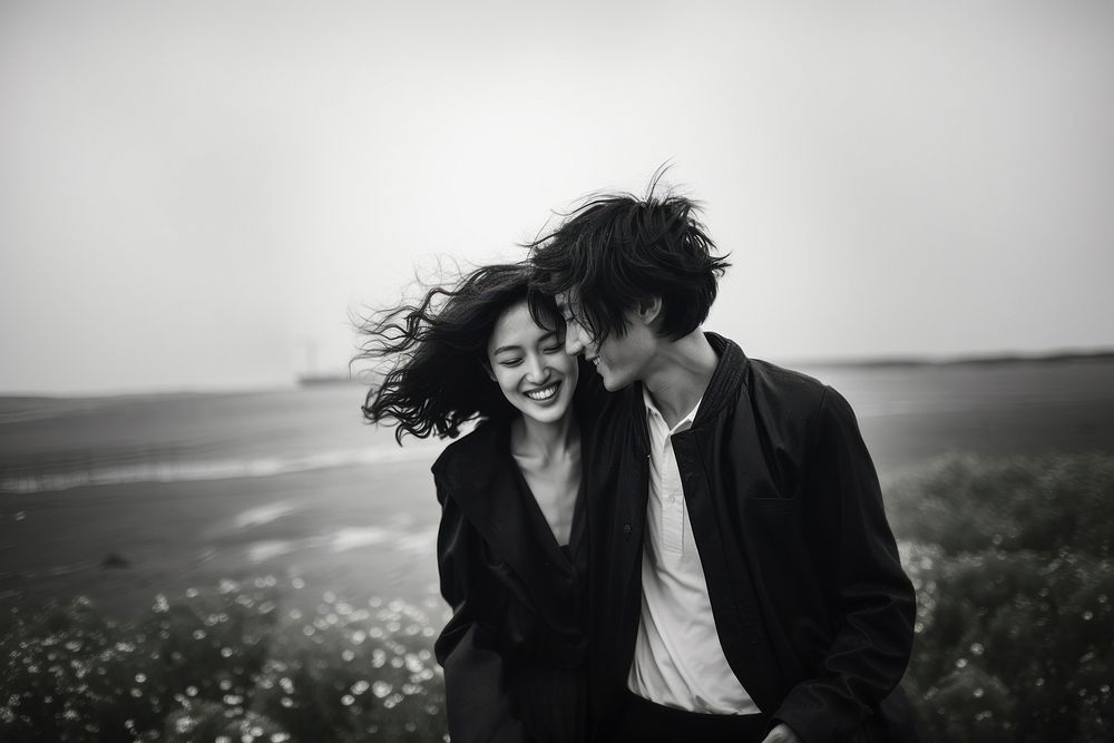 Romantic asian couple nature outdoors portrait. AI generated Image by rawpixel.