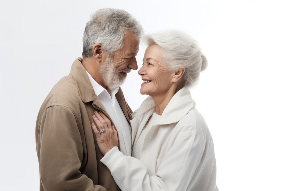 Romantic senior couple adult white white background. AI generated Image by rawpixel.
