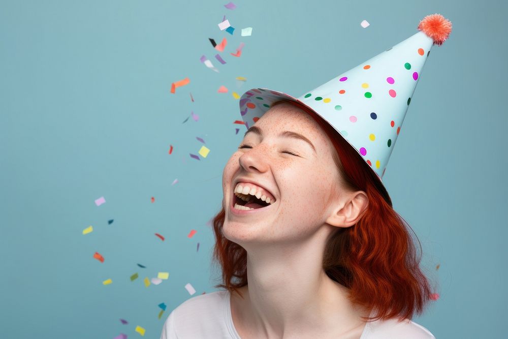 Lesbian confetti laughing smile. AI generated Image by rawpixel.