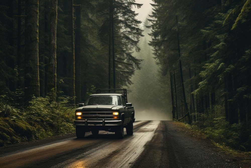 Pickup car outdoors vehicle forest. AI generated Image by rawpixel.