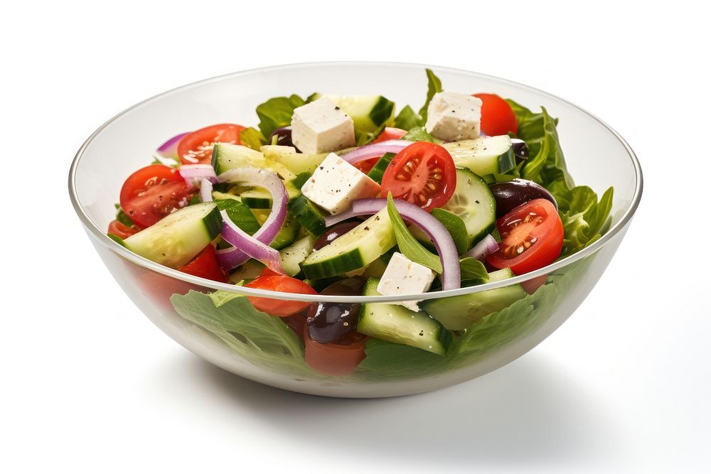 Greek salad plate food bowl. AI generated Image by rawpixel.