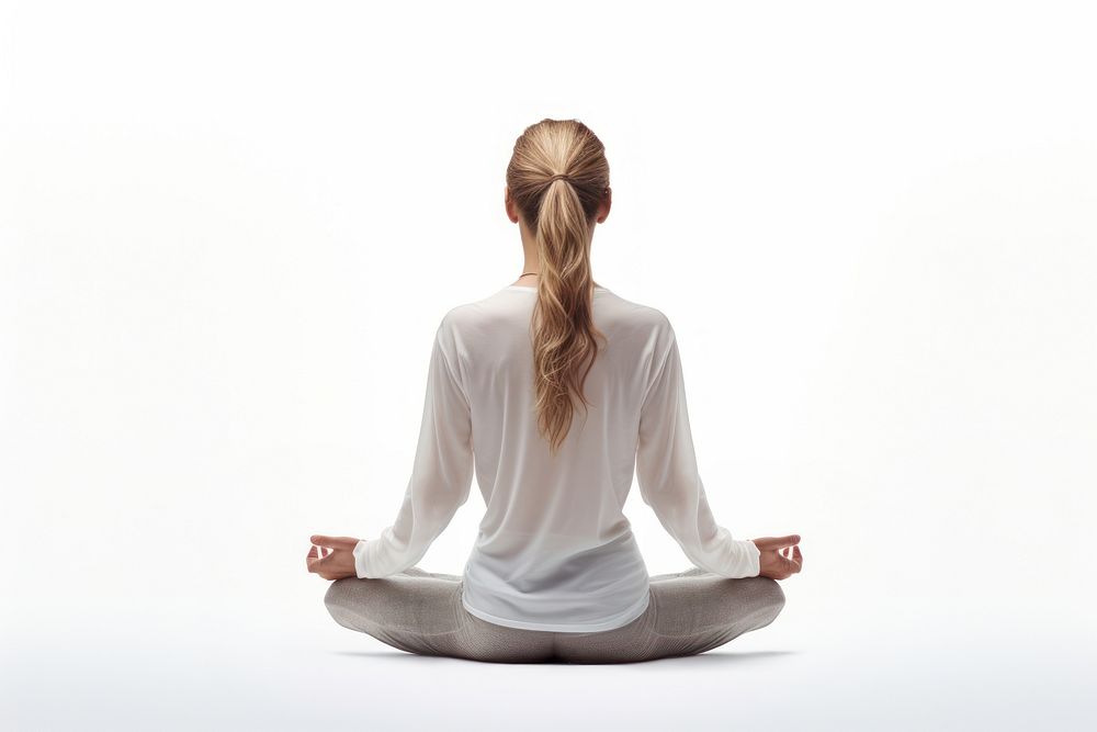 Woman meditating fitness sitting adult yoga. AI generated Image by rawpixel.