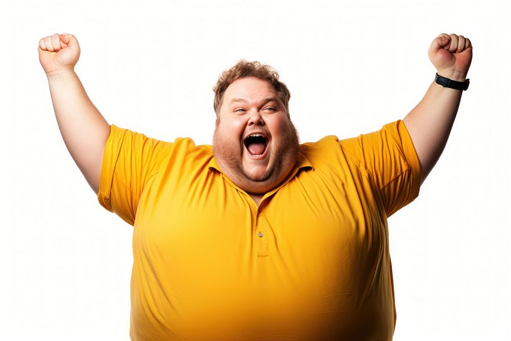 Young Empty Excited fat man celebrating success shouting excitement happiness. AI generated Image by rawpixel.