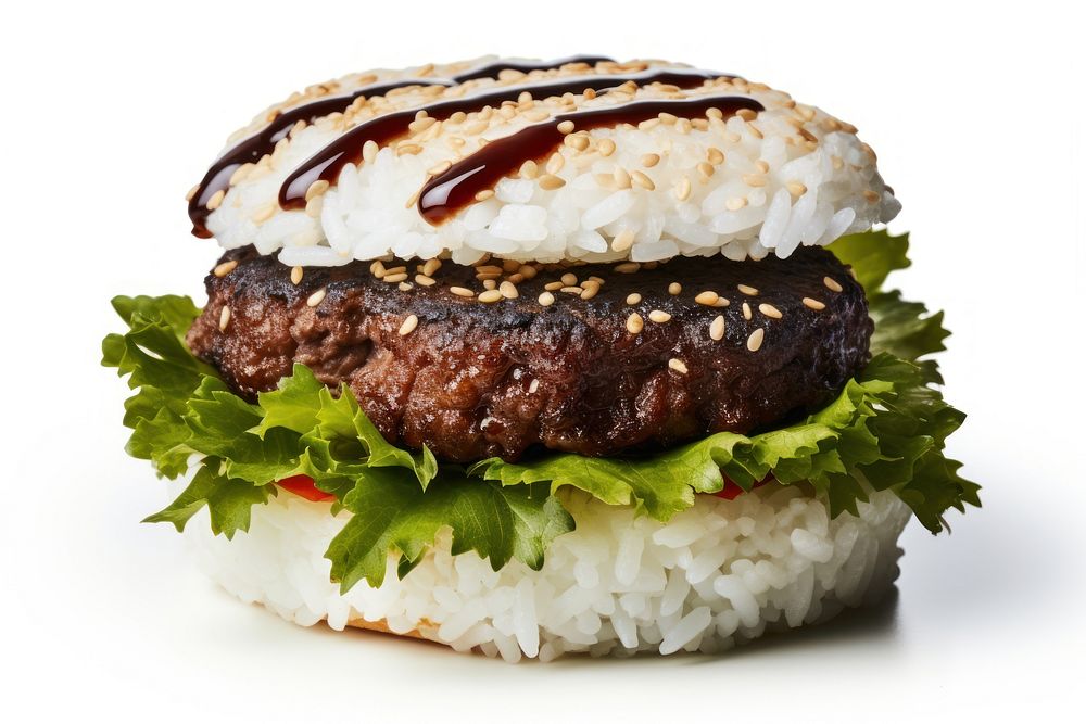 Rice burger food meal. AI generated Image by rawpixel.